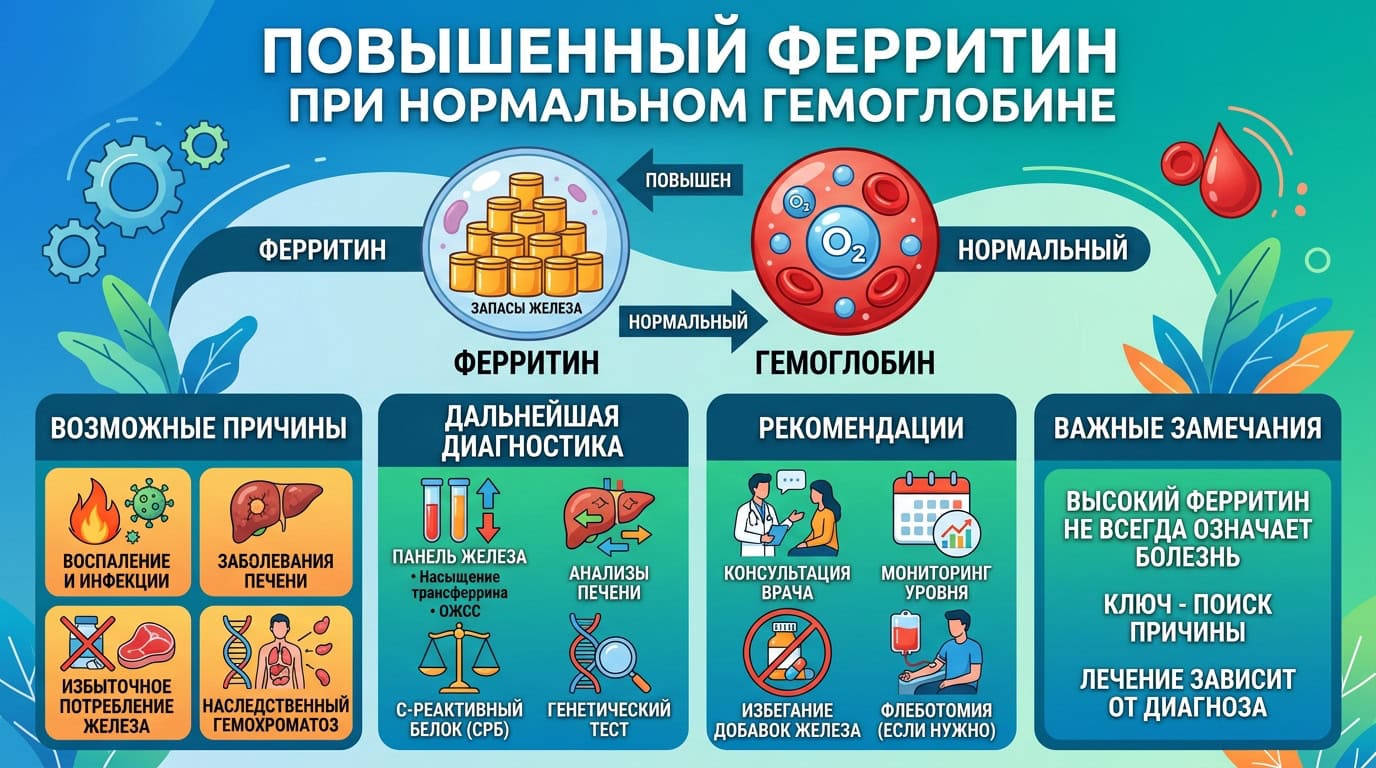 Повышенный ферритин при нормальном гемоглобине